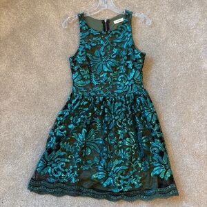 Urban Outfitters Teal and Black Mini Dress